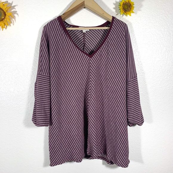 Weekend Suzanne Betro Striped V-neck Sweater Blouse Plus Size 3X Women’s - Picture 1 of 11